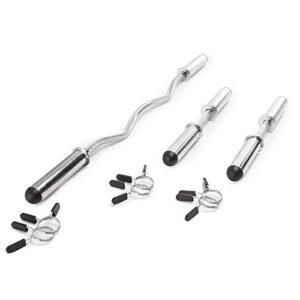 marcy olympic hollow bar kit chrome curl bar dumbbell handles and spring collars odc-21 chromed, 47” x 3” x 2”