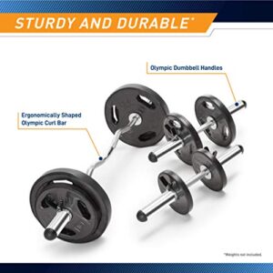 Marcy Olympic Hollow Bar Kit Chrome Curl Bar Dumbbell Handles and Spring Collars ODC-21 chromed, 47” x 3” x 2”
