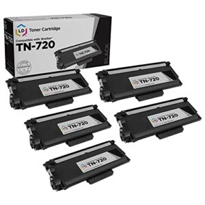 ld compatible toner cartridge replacement for brother tn720 (black, 5-pack)