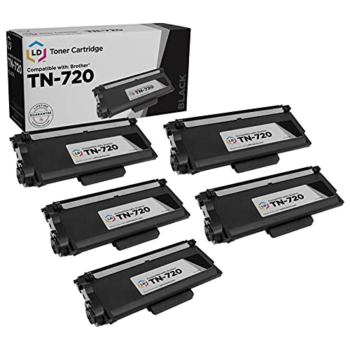 LD Compatible Toner Cartridge Replacement for Brother TN720 (Black, 5-Pack)