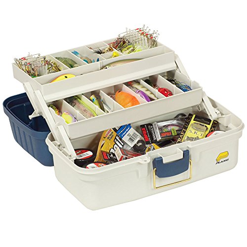 Plano 2-Tray Tackle Box with Dual Top Access, Blue Metallic/Off White, Premium Tackle Storage, 620206, One Size