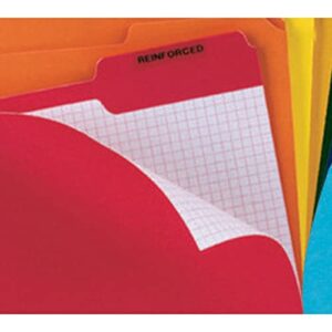 Office Depot Reinforced Tab Color File Folders with Interior Grid, 1/3 Cut, Letter Size, Assorted Colors, Box of 100, ODR15213AS