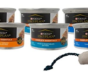 Purina Pro Plan Cat Food Canned Wet Entree 3 Flavor 6 Can Sampler Bundle, (2) Each: Chicken Tomato Pasta Gravy, Sole Vegetable, and Tuna Entree Sauce (3 Ounces) Plus Catnip Mouse