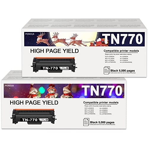 PIONOUS 2 Pack TN770 TN-730 High Yield Toner Cartridge Compatible TN 770 TN730 Replacement for Brother TN-770 Black Toner Cartridge, TN770 for DCP-L2550DW MFC-L2710DW HL-2350dw l2350dw Printer