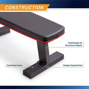 Marcy Deluxe Versatile Flat Bench Workout Utility Bench with Steel Frame SB-10510, Black, 19.00 x 17.00 x 44.00 inches