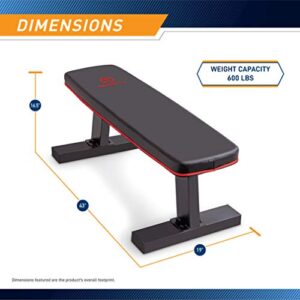 Marcy Deluxe Versatile Flat Bench Workout Utility Bench with Steel Frame SB-10510, Black, 19.00 x 17.00 x 44.00 inches