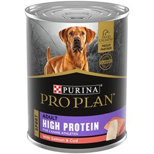 purina pro plan sport high protein with salmon & cod entrée wet dog food – (12) 13 oz. cans