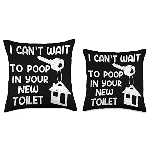 Top Housewarming Gifts Ideas First Time Owner Tees I Can't Wait to Poop in Your New Toilet Funny House Warming Throw Pillow, 16x16, Multicolor