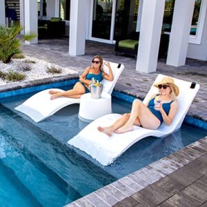 Floating Luxuries Kai Shelf Lounger, in-Pool, Use in Pools with Shelves Up to 9 Inches Deep, Built-in Drink and Phone Holders, Set of 2 in-Pool Chaise Lounge Chairs, Arctic White