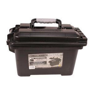 plano field locker ammo can box, black, premium ammunition storage, mil-spec waterproof ammo crate, heavy-duty gun case equalizes pressure, double-density foam protection