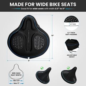 X WING Wide Bike Seat Cover Padded with Memory Foam | Ideal Bicycle Saddle Cover for Men and Women | Ultra-Soft Cushion, Non-Slip & Easy Installation | Fit for Exercise Bike, Indoor & Outdoor Cycling