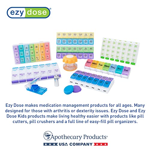 EZY DOSE Weekly (7-Day) Pill Organizer, Vitamin Case, and Medicine Box, 2 Times a Day, AM PM, Large Compartments, Easy Fill All Compartments at Once, Color May Vary (Pack of 2)