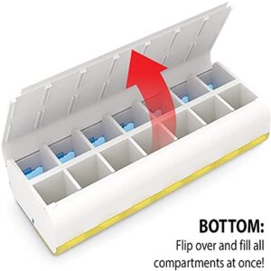 EZY DOSE Weekly (7-Day) Pill Organizer, Vitamin Case, and Medicine Box, 2 Times a Day, AM PM, Large Compartments, Easy Fill All Compartments at Once, Color May Vary (Pack of 2)