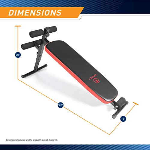 Marcy Utility Slant Board w/ Headrest – Folding Design with Adjustable Positions SB-4606 , Black/red , 29.00 x 18.00 x 59.00 inches