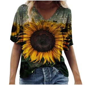 fabiurt womens summer tops plus size made in usa women’s sunflower summer t shirt plus size loose blouse tops girl short sleeve graphic casual tees