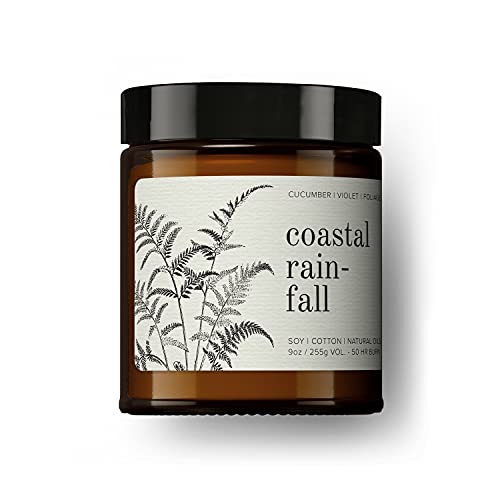 Broken Top - Coastal Rainfall|9 oz. Cucumber, Violet & Foliage. Pure Soy Wax Candle. 50-Hour Burn Time. Natural Cotton Wick, Vegan, No Parabens, No Phthalates