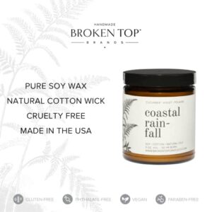 Broken Top - Coastal Rainfall|9 oz. Cucumber, Violet & Foliage. Pure Soy Wax Candle. 50-Hour Burn Time. Natural Cotton Wick, Vegan, No Parabens, No Phthalates