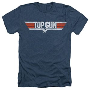 top gun distressed logo t-shirt and stickers (medium) heather navy