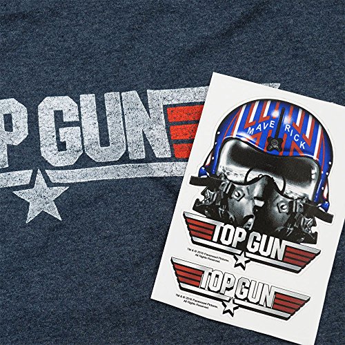 Top Gun Distressed Logo T-Shirt and Stickers (Medium) Heather Navy