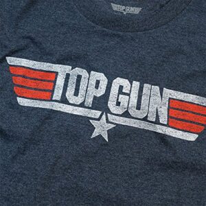 Top Gun Distressed Logo T-Shirt and Stickers (Medium) Heather Navy