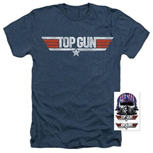 Top Gun Distressed Logo T-Shirt and Stickers (Medium) Heather Navy