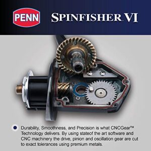 PENN 1481261 Spinfisher VI Spinning Saltwater Reel, 3500 Reel Size, 6.2: 1 Gear Ratio, 37" Retrieve Rate, 6 Bearings, Ambidextrous Black Gold