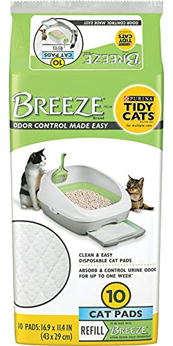 Purina Tidy Cats Breeze Cat Pad Refills, Clean & Easy Disposable Cat Pads for Breeze Litter System, Controls Odors, 10 Cat Pad Refills/Pack (Pack of 4)