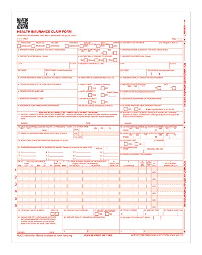 TOPS CMS-1500 Health Insurance Claim Forms for Laser Printer, 8.5 x 11 Inches, 250 Sheets per Pack (50135RV)