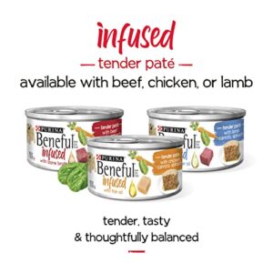 Beneful Purina Infused Wet Dog Food Pate, with Real Beef, Carrots and Spinach, with Bone Broth for Dogs - (8 Packs of 3) 3 Oz. Sleeves