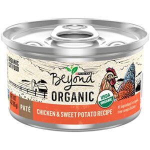 beyond purina organic wet cat food pate, organic chicken & sweet potato adult recipe – (12) 3 oz. cans