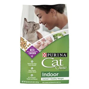 purina cat chow indoor dry cat food, hairball + healthy weight – (4) 3.15 lb. bags