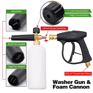 FGBNM 1/4" High Pressure Washer Gun Kit, Including 8pcs Washer Extension Wands, 6pcs Nozzle Tips, 1L Foam Cannon with Other Accessories