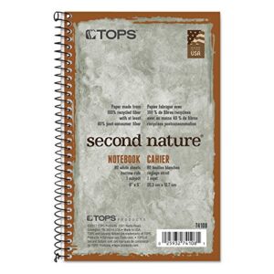 tops second nature notebook, recycled, 5 x 8 inches, narrow rule, 80 sheets per book, green cover (74108), 8″ x 5″