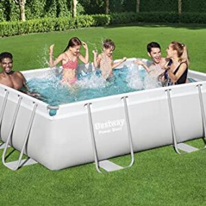 Bestway 1056631USX22 Power Steel Above Ground Swimming Pool, 9'3" x 6'5" x 33", White & HYDROTOOLS by SWIMLINE Mini Chemical Dispenser for Spas and Personal Pools, Supports 1’’ Tablets