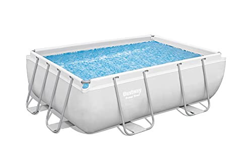 Bestway 1056631USX22 Power Steel Above Ground Swimming Pool, 9'3" x 6'5" x 33", White & HYDROTOOLS by SWIMLINE Mini Chemical Dispenser for Spas and Personal Pools, Supports 1’’ Tablets