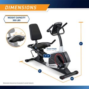 Marcy Regenerating Recumbent Exercise Bike with Adjustable Seat, Pulse Monitor and Transport Wheels ME-706