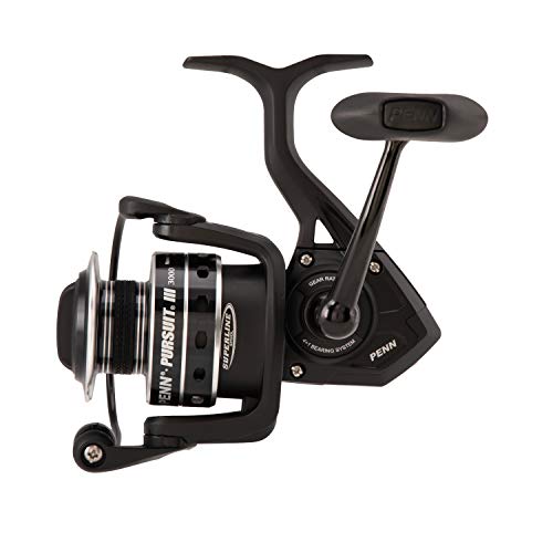 PENN Pursuit III Inshore Spinning Fishing Reel, Size 4000, Corrosion-Resistant Graphite Body And Line Capacity Rings, Machined Aluminum Superline Spool, HT-100 Drag System