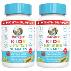 kids vitamins by maryruth’s | sugar free | 2 month supply | kids multivitamin gummies with organic ingredients | multivitamin for kids | vitamins for kids | vegan | non-gmo | 60 count | 2 pack