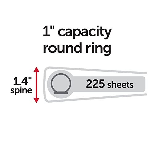 Office Depot® Brand Durable Round-Ring View Binders, 1" Rings, Black, Pack Of 6 Binders