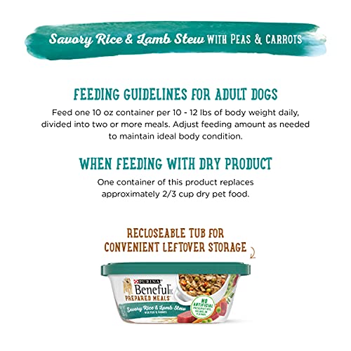 Purina Beneful High Protein Wet Dog Food With Gravy, Prepared Meals Savory Rice & Lamb Stew - (8) 10 oz. Tubs