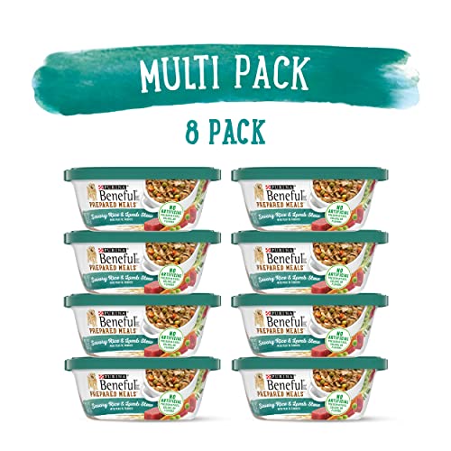 Purina Beneful High Protein Wet Dog Food With Gravy, Prepared Meals Savory Rice & Lamb Stew - (8) 10 oz. Tubs