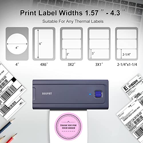 beeprt Bluetooth Shipping Label Printer - 4x6 Wireless Label Printer for Shipping Packages, Thermal Label Printer Compatible with Shopify Ebey Amazon Etsy FedEx UPS USPS Small Business Home 72pcs/min