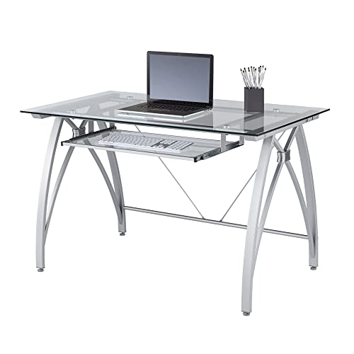 Realspace® Vista 48"W Glass Computer Desk, Silver