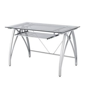 Realspace® Vista 48"W Glass Computer Desk, Silver