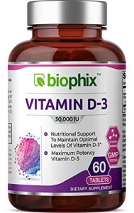 vitamin d-3 50000 iu 60 tablets – high-potency supports strong bones immune health and k2