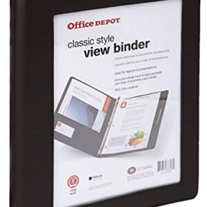 Office Depot® Brand Classic-Style View Binder, 1" Rings, Black