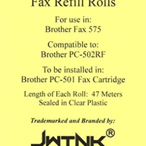 12-pack of PC-502RF Fax Film Ribbon Refill Rolls Compatible with Brother Fax 575