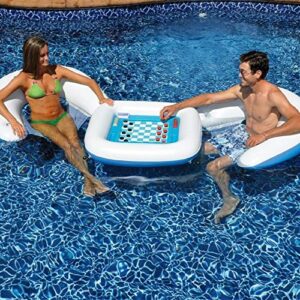 Swimline Kids Inflatable Durable Connecting Game Station Swimming Pool Toy Set with Waterproof Playing Cards, 2 Seats, and Table (2 Pack)