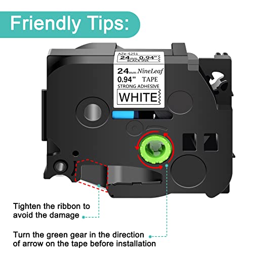 NineLeaf 4 Pack Extra Strength Label Tapes Compatible for Brother Laminated TZ-S251 TZe-S251 TZe-251 TZ-251 Black on White 24mm 1" x 8m 26.2ft for P-Touch PT-D600 PT-D610BT PT-P700 Label Maker