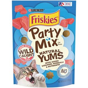 Purina Friskies Natural Cat Treats, Party Mix Natural Yums With Wild Tuna - (6) 6 oz. Pouches